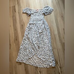 Blue and White Floral High Low Dress